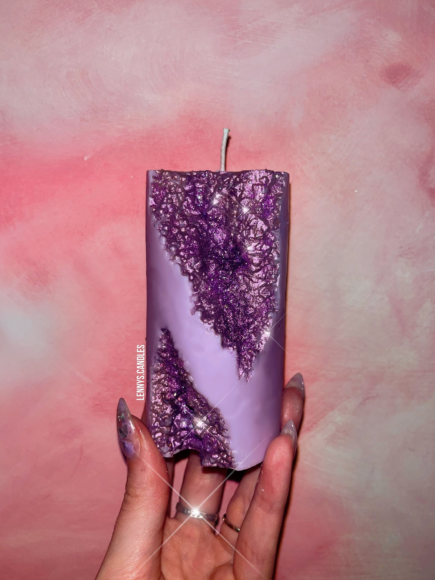 Druzy Pillar Crystal Candle