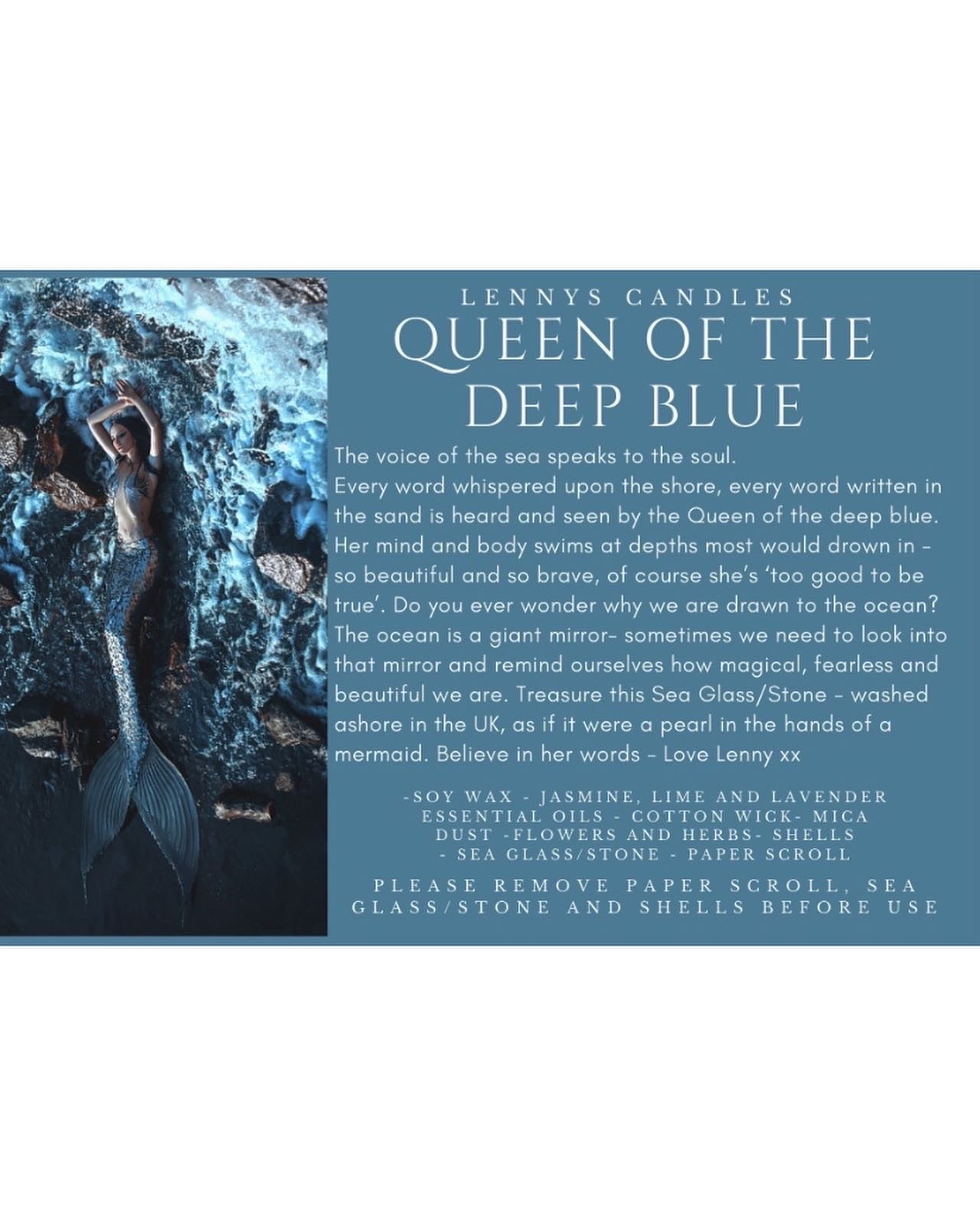 Queen of the Deep Blue - Mermaid Candle